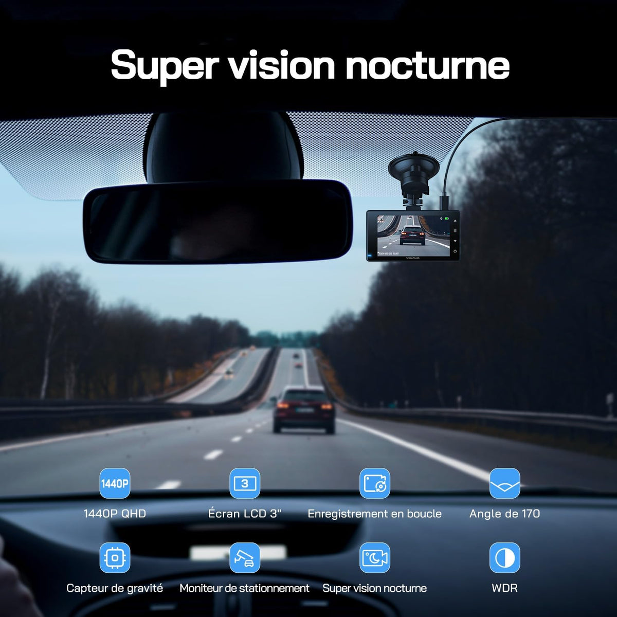 WOLFANG 2.5K Dual Dash Cam