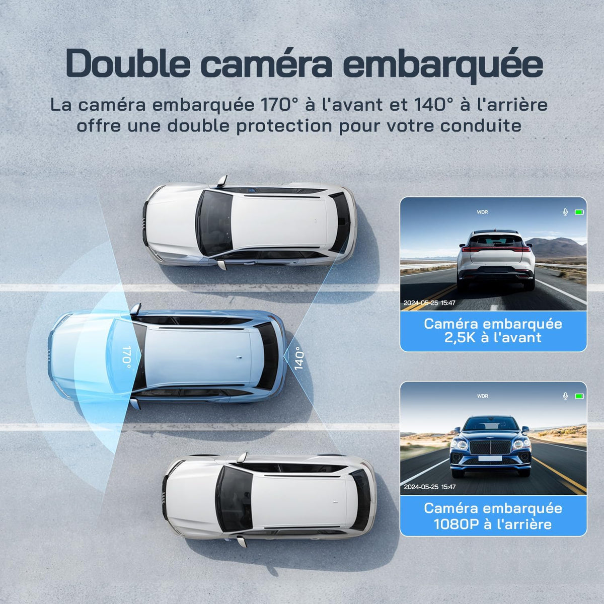 WOLFANG 2.5K Dual Dash Cam