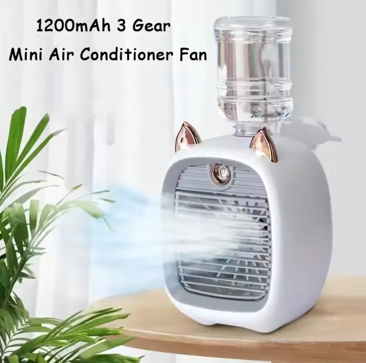 Mini Ventilateur Brumisateur AirZen™ – 3 Vitesses, LED, Design Chat