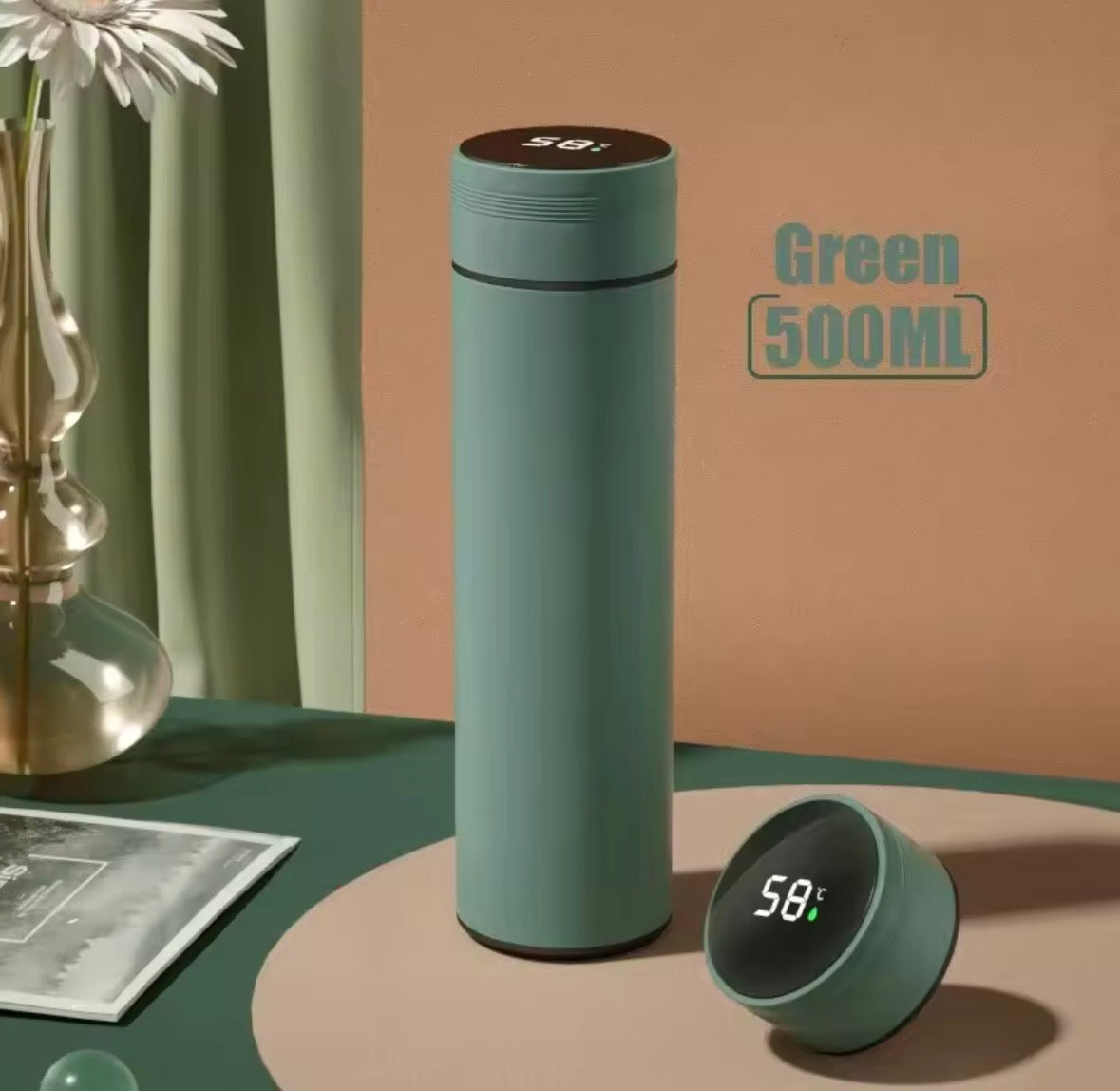 Gourde Isotherme AirZen™ 500 ml – Écran LED Température, Chaud & Froid