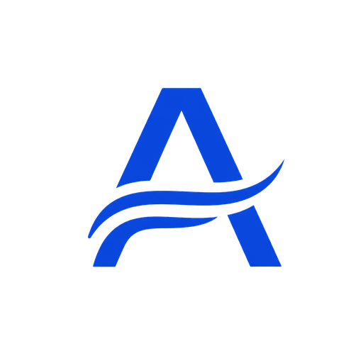 Icône minimaliste favicon AirZen : un "A" stylisé ou un symbole de souffle/brise en bleu glacier (#1