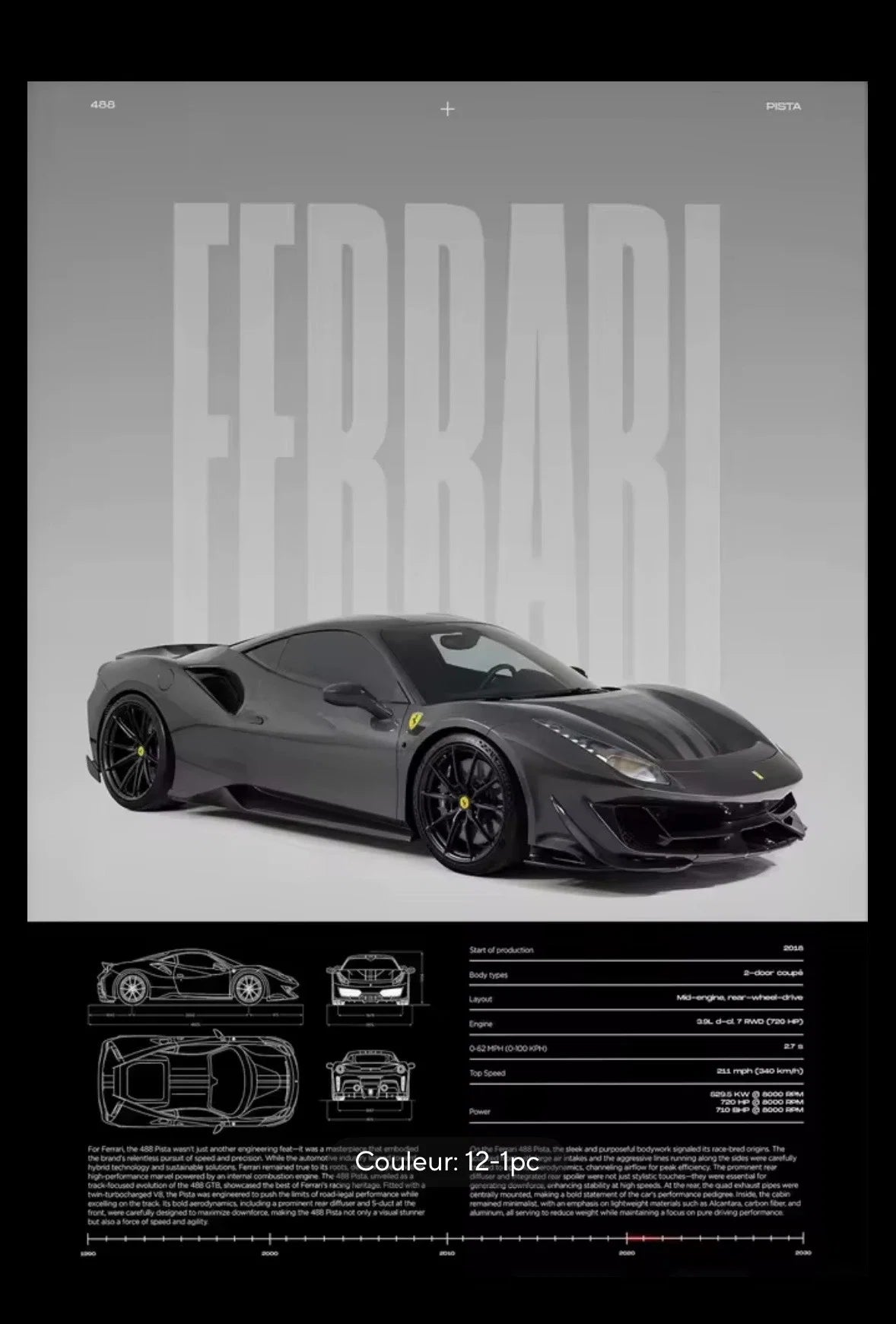 Poster Ferrari 488 Pista