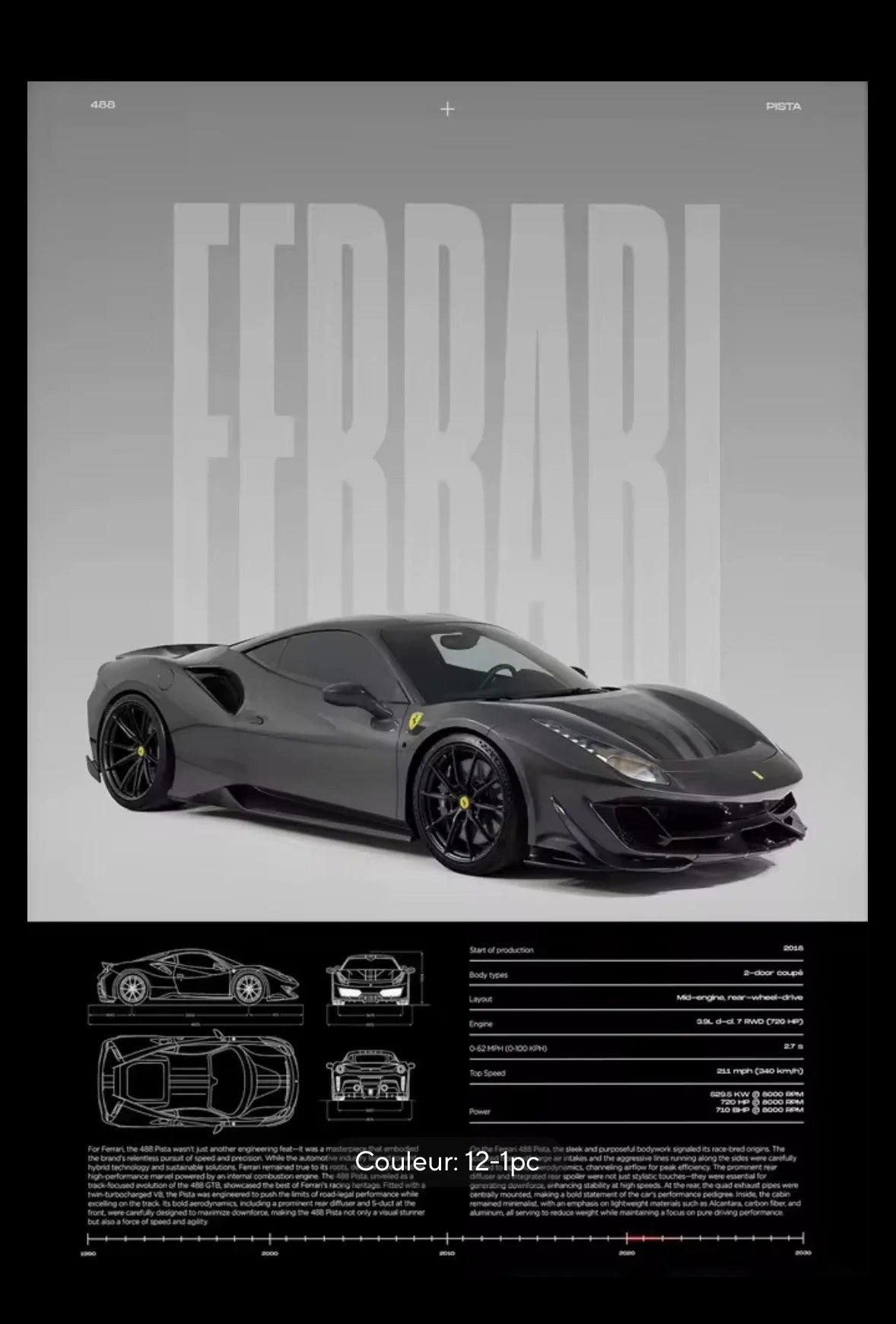 Poster Ferrari 488 Pista