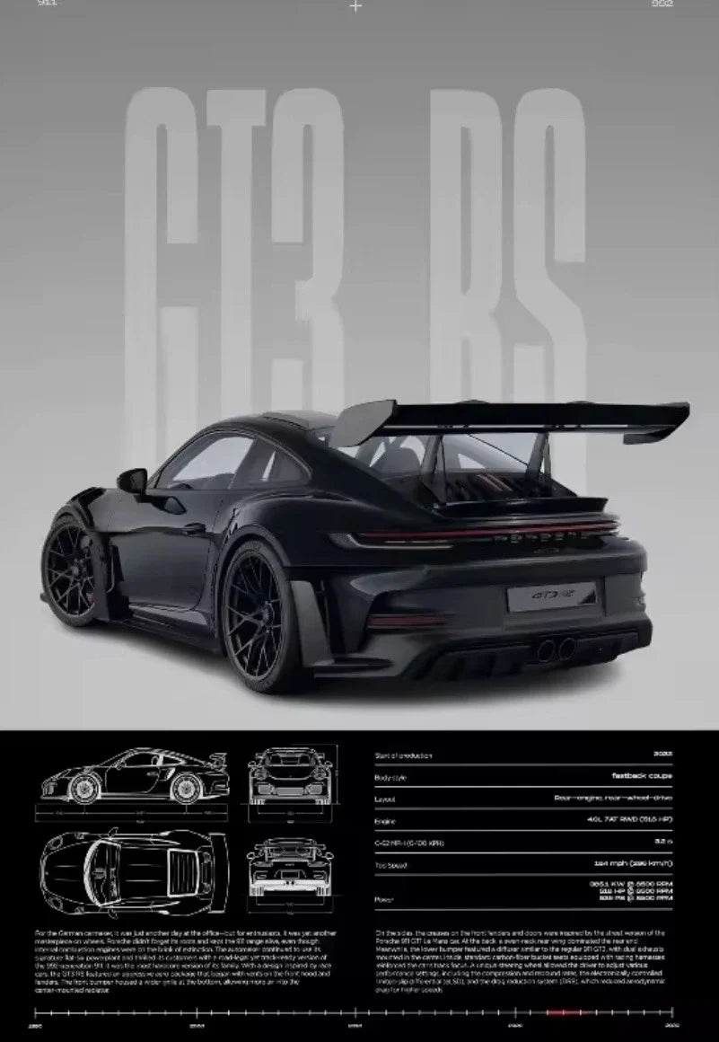 Poster Porsche 911 GT3 RS vue arrière
